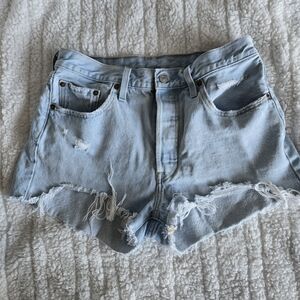 Levi's Light Blue Distressed Denim Shorts